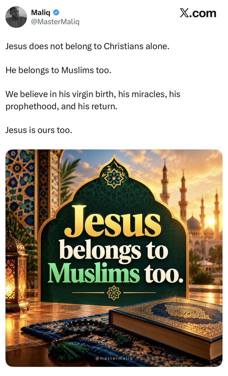 Ihunanya_chi's tweet photo. Hello Maliq..

There has never been a time when Christians dragged Isa  with Muslims. We have always maintained that Jesus and the version presented in the Quran are not the same.

Your English translated Qurans originally did not use the name “Jesus”; it used “Isa.” The later switch to “Jesus” is a deception meant to make people think they are the same.

Muhammad never called Him Jesus. He used Isa a name kept deliberately distinct. “Jesus” means Yahweh saves, or Yahweh is salvation. Muhammad understood that allah is not Yahweh, so that name would contradict his theology. He chose Isa, a name with no such meaning. The actual Arabic name for Jesus is Yasu.

Stop pushing a false narrative. Stick to the name Muhammad introduced. Jesus has nothing to do with Islam a religion that, stripped Him of His true mission and purpose and elevated a sinful human being above Him.

Jesus said He is “the way, the truth, and the life.”

You don’t believe this. Isa didn’t say this. Isa didn’t die for the sins of humanity, and Isa didn’t resurrect.

Jesus and Isa are not the same person. Please be guided.