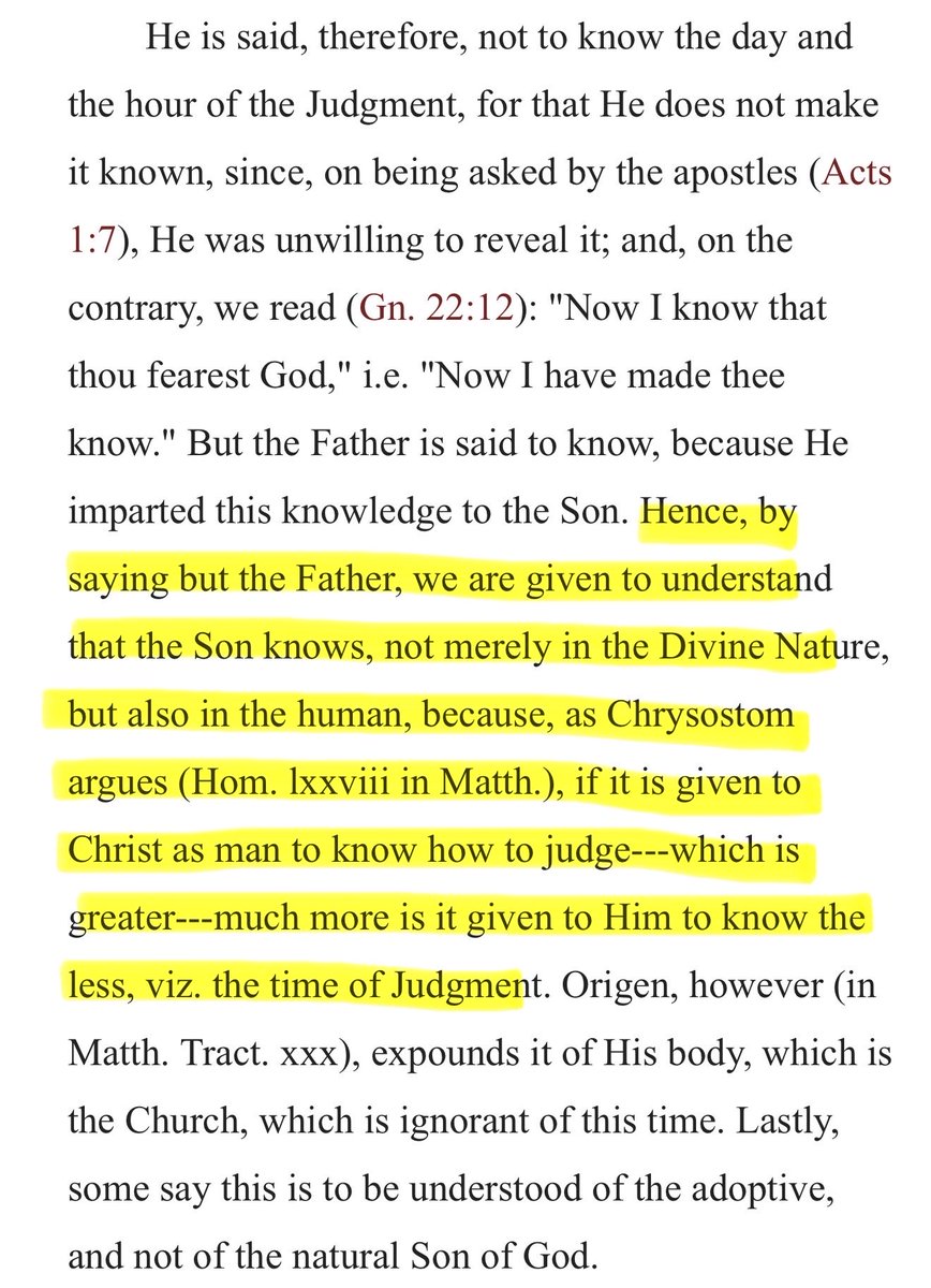 ApostleTempest's tweet photo. @lepanto742 @Deenresponds It’s Ad Hoc (1). It’s potentially Contradictory to Thomas if you mean that the humanity doesn’t know at all see screenshots (2.) If you think you’re not contradicting Thomas you add absolutely nothing to the table it’s still ad hoc can you prove Jesus knows from within the bible? https://t.co/SpyvTdwoRw