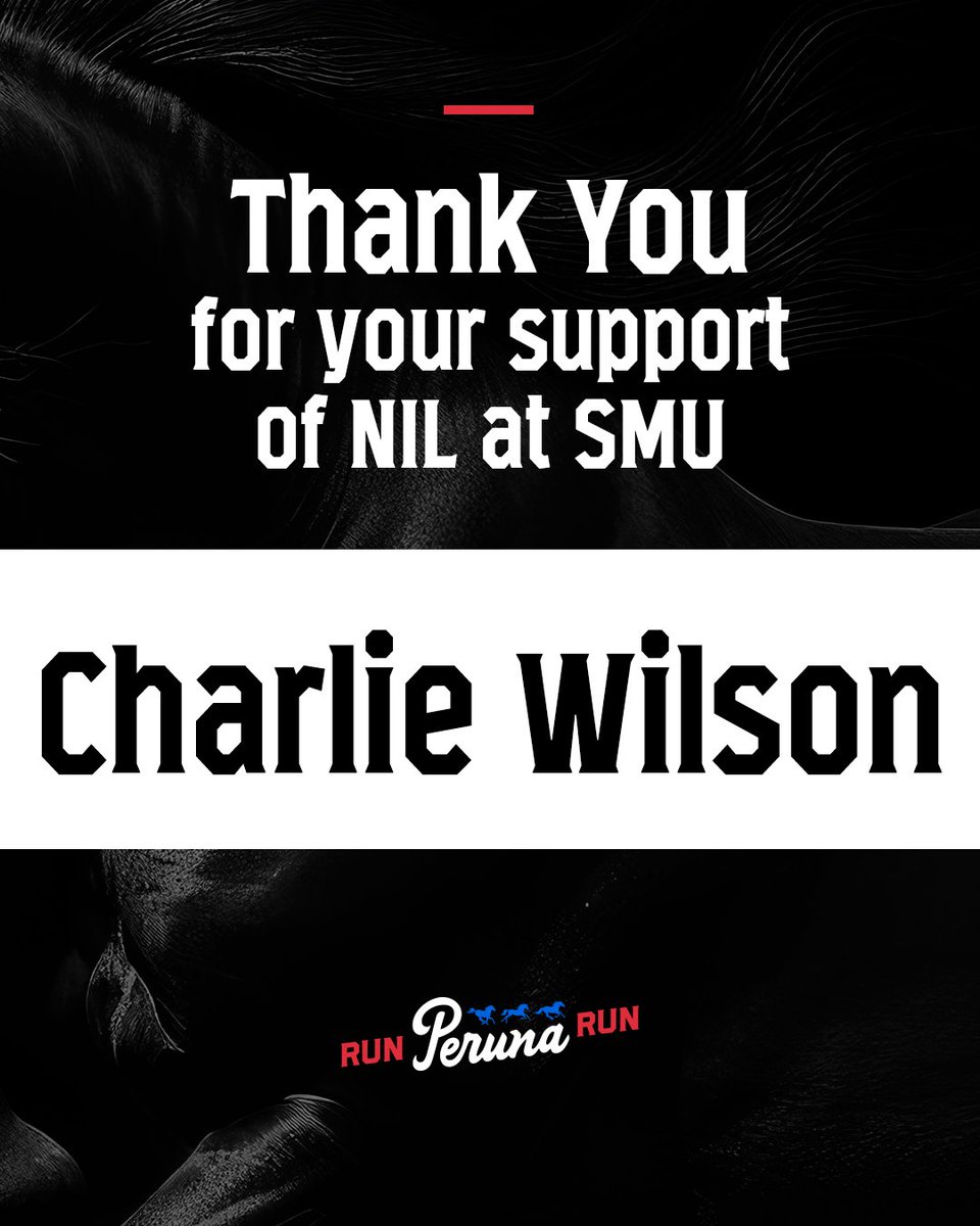 RunPerunaRun's tweet photo. Thank you, Charlie Wilson! Your support of NIL for SMU means a lot! #RunWithUs https://t.co/IS6mH892eD