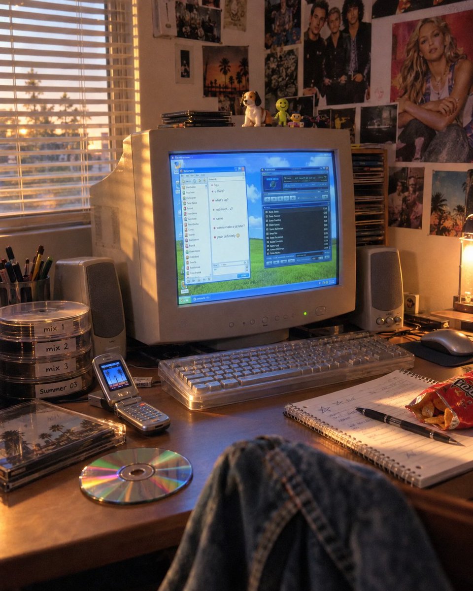RetroByteVault's tweet photo. Coming home, signing on, putting on some music, and seeing who was online. That little corner of the room was basically our whole social world. https://t.co/okAnbfwZUk