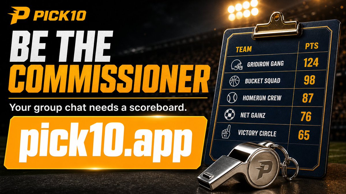 pick10AllSports's tweet photo. The actual hardest part of running a pool isn't picking games. It's being the person who asks coworkers for $20. My new league is free. The only thing I collect now is bragging rights. โ https://t.co/jqf1yG3or7
#Pick10 #PickEm https://t.co/qx9PYwAj4P