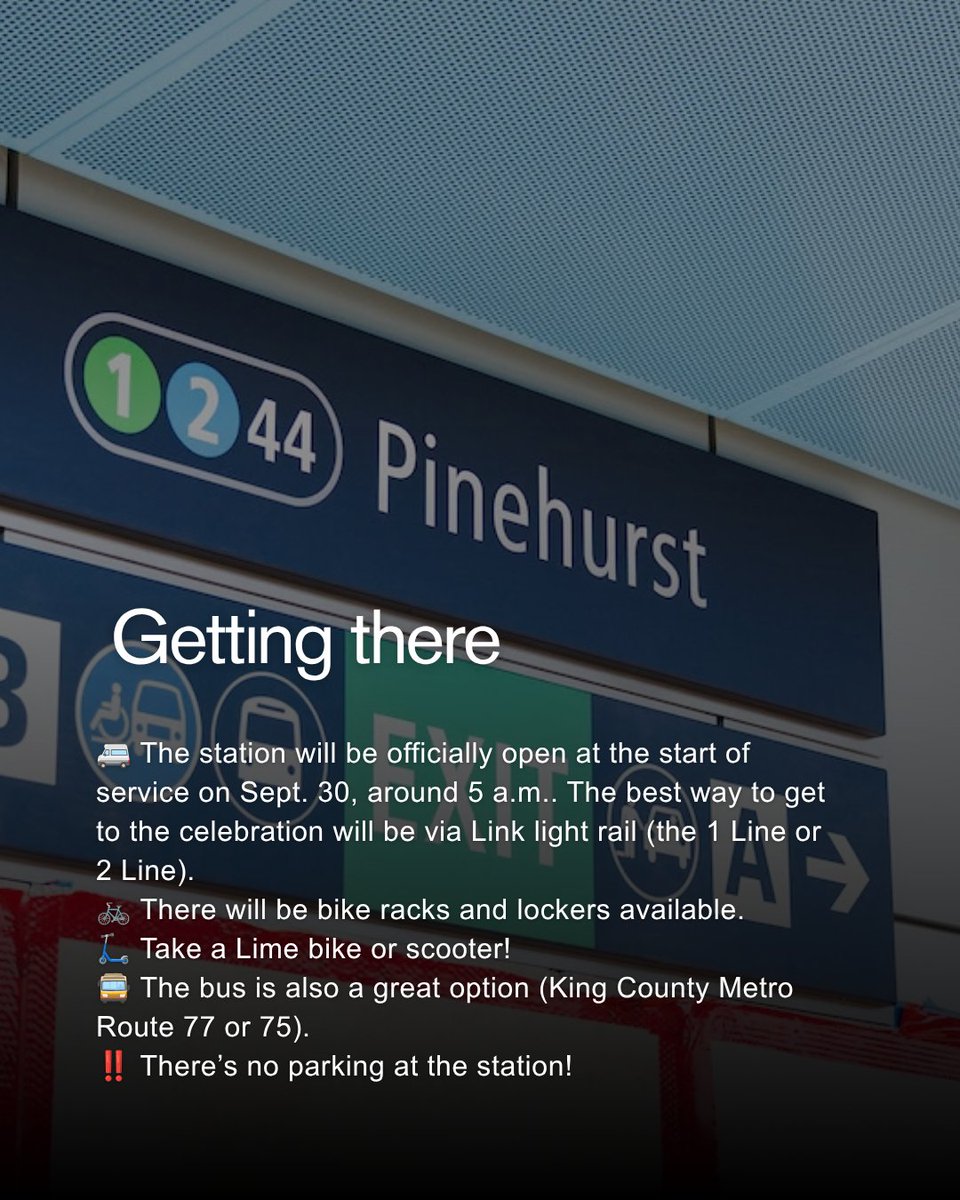 SoundTransit's tweet photo. The wait is almost over. Pinehurst Station opens Sept. 30! 

Stop by from 2–6 p.m. to celebrate with your community and be among the first to ride. 

Learn more: https://t.co/QooZ7aJBoC https://t.co/05aw3GQNif