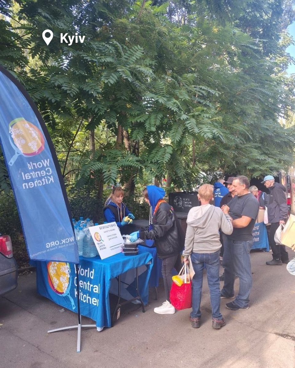WCKitchen's tweet photo. Today, Russian strikes across Ukraine damaged homes and civilian infrastructure, killed at least seven people, and injured dozens more. WCK teams were on the ground in several impacted communities to provide immediate support to families and first responders.

📍 Kyiv: Drone strikes hit the National Academy of Sciences of Ukraine, a medical center, and the city’s main food market. We served hot meals and drinks to residents and emergency teams, and also distributed gas stoves to people whose homes were damaged.

📍 Kharkiv: An attacks on a residential high-rise damaged several floors and injured dozens of people, including children. Our teams were on site with hot meals, sandwiches, and warm drinks as soon as search and rescue efforts were underway.

📍 Odesa: After strikes in residential areas, we provided meals, snacks, and water to support emergency response teams leading recovery efforts as well as impacted residents.

#ChefsForUkraine