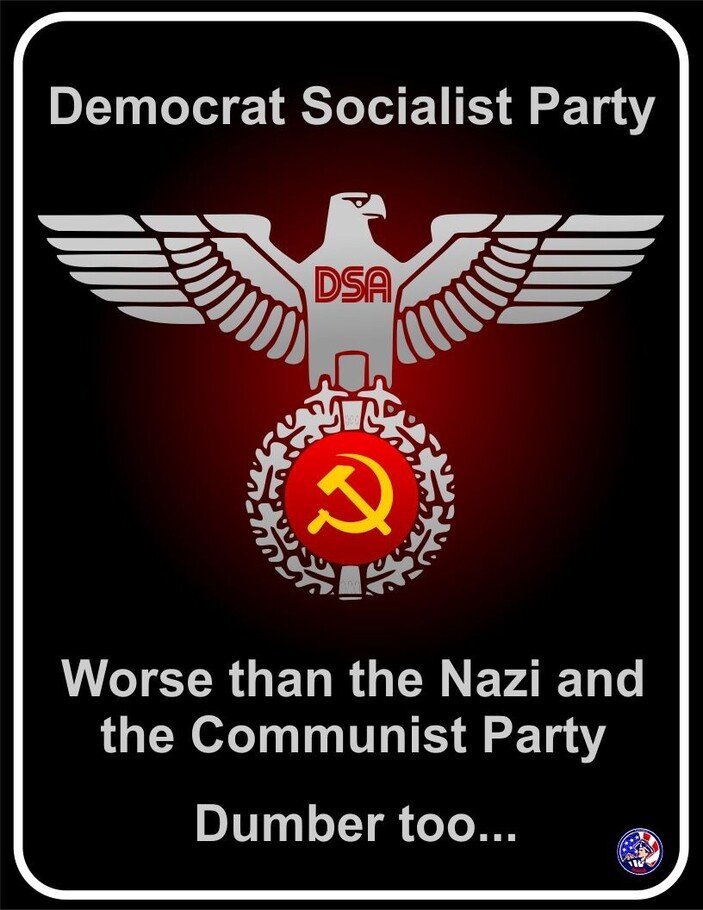 Jessies_Too's tweet photo. DSA has no plan except open borders, no Senate,
no Presidency, no police force, emptying our prisons,
and other provocative, irresponsible plans.

Bottom line:  There is no other strategy - then what?

It's easy to see why college kids want change in
policies, but they have never lived in a socialist
society, so they have no experience nor plan to
manage the people once their "policies" are in
place 🙄

Read some U S & World history @DSA. You will
learn the truth - Socialism destroys freedom &
the Middle Class!! Your professors were lying!!

⛔️#Socialism #VoteRED 🇺🇸❤️