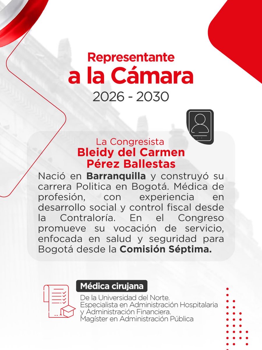 PartidoLiberal's tweet photo. El Partido Liberal Colombiano presenta a @BleidyPerezB , representante a la Cámara por la circunscripción de Bogotá para el periodo 2026–2030. 🇨🇴

Llega al Congreso con una vocación de servicio enfocada en trabajar por la salud, la seguridad y el bienestar de Bogotá. https://t.co/U2H1xDM09z