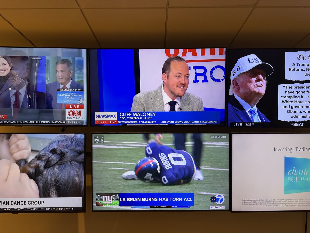 Maloney's tweet photo. The legend @CarlHigbie is officially out of recovery and back at 100%

No more lifting trees 🌳

Oh, and we discussed crushing the communists that call their staff “retards”

Fun times on @NEWSMAX repping @doorswinwars 🚪🏃 https://t.co/aks9DgEsMy