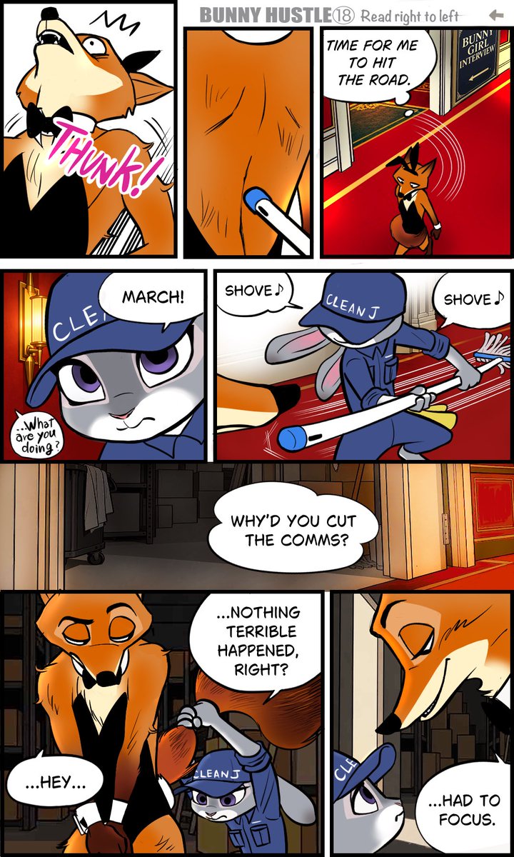 sippo_hustle's tweet photo. BUNNY HUSTLE ⑱

A Bunny Girl and a Janitor’s Rendezvous. 🦊🐰

(Read right to left!)
To be continued.
#Zootopia #BunnyHustle https://t.co/5ObCvnoI6A