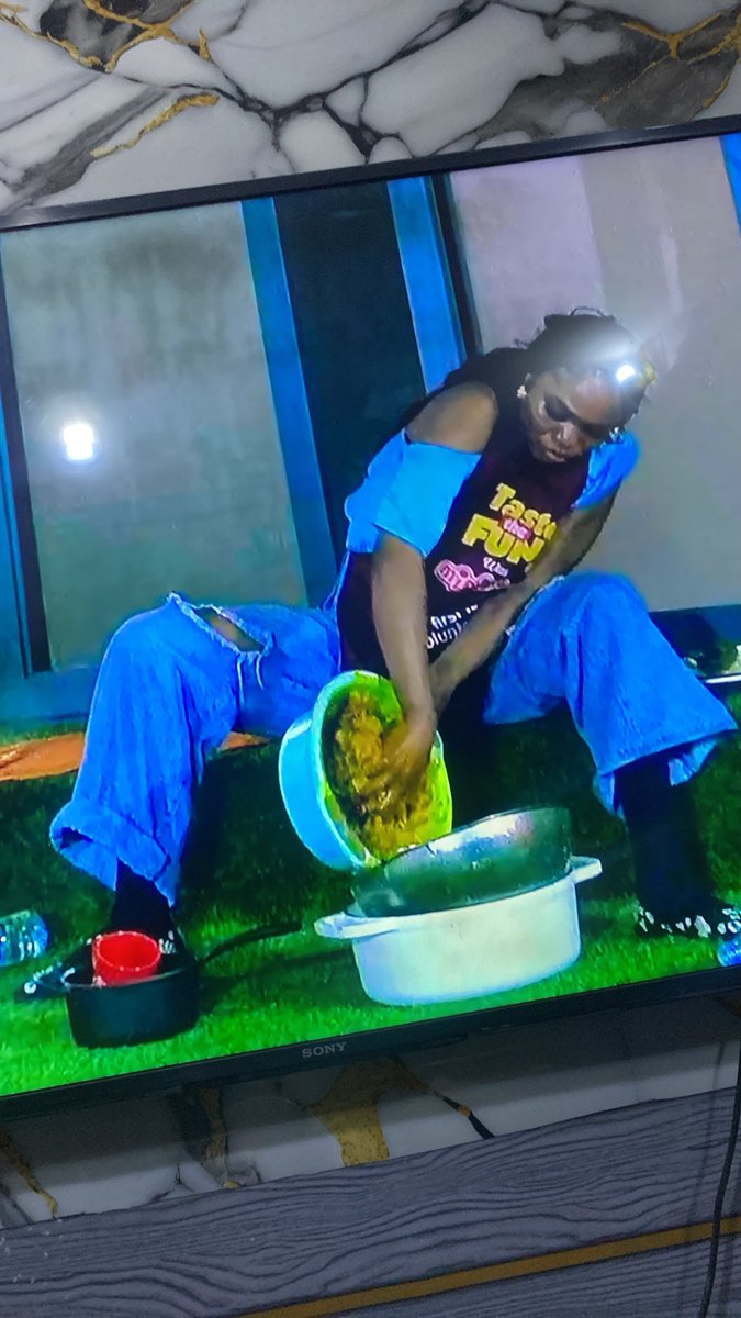 noecstasy1's tweet photo. Tram said this afternoon he has never tasted banga before 

That’s what flora is cooking rn …. Despite all the commotion that is happening up stairs 
#BBNaija https://t.co/55M5o9jTG1