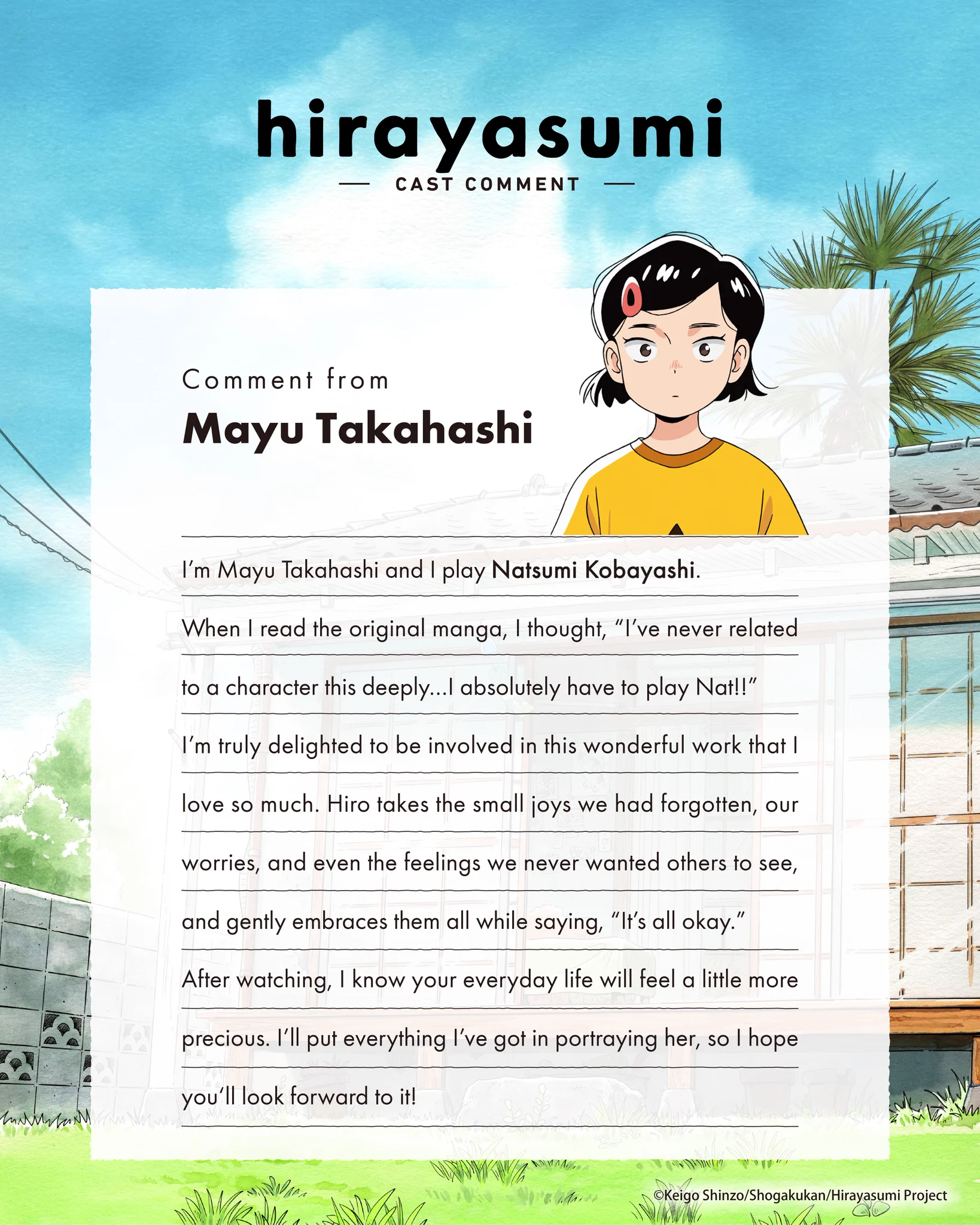 Hirayasumi Anime Unveils New Teaser Trailer, Main Visual, and Voice Cast - Crunchyroll News