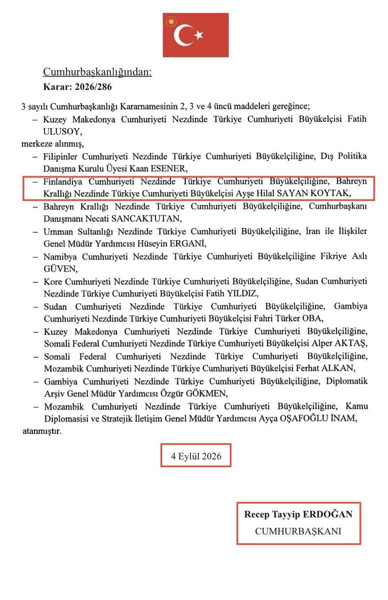 KendineMuhabir's tweet photo. Fon vurgununda skandallar bitmiyor!

“Fon vurgunu suç örgütünün ilişkiler ağını deşifre ediyoruz” diyen Deniz Yavuzyılmaz  paylaştı;

“Emre Tezmen ile Sayan ailesi arasındaki kritik bir bağlantıyı ortaya çıkardık.

Emre Tezmen’in Dış Ekonomik İlişkiler  Kurulu (DEİK)’in Türkiye-Finlandiya İş Konseyi Başkanı yapılmasının ardından;

Fatma Betül Sayan Kaya’nın ablası Ayşe Hilal Sayan Koytak’ın da 5 Eylül 2026’da Finlandiya Büyükelçisi olarak atandığını tespit ettik.

Peki Emre Tezmen, devletin finans piyasalarındaki kozmik odası olan;

Merkezi Kayıt Kuruluşu’nun yönetim kurulunda kiminle birlikte yer alıyordu?

DEİK Finlandiya sürecinin yürütücüsü olan Ticaret Bakan Yardımcısı Mustafa Tuzcu ile! 

Yani hepsi birbiriyle bağlantılı, hepsi bir ekip ve hepsi her şeyi biliyordu!

Ticaret Bakan Yardımcısı Mustafa Tuzcu ve Finlandiya Büyükelçisi Ayşe Hilal Sayan Kotak da derhal görevden alınmalıdır!”