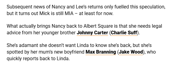 SquareGossip_'s tweet photo. Oh god.. this is going to lead to Mick actually being dead isn't it.. 

"Mick is still MIA - at least for now." #EastEnders ☕️ https://t.co/lLxYYlCp8A