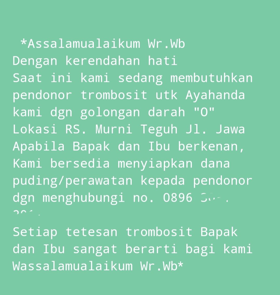 kangkunglic_'s tweet photo. Bantu RT/Like dong :(

❗URGENT❗
Ini ayah ibu ditempat kerjaku lagi butuh donor trombosit, aku udah beberapa kali lihat beliau buat story tentang ini. Jadi kucoba up disini biar jangkauannya lebih luas. Walau kemungkinan flopnya 100% tapi gpp, help guys 🥲

Donor darah
📍 Medan https://t.co/Yb8kq8MiHU