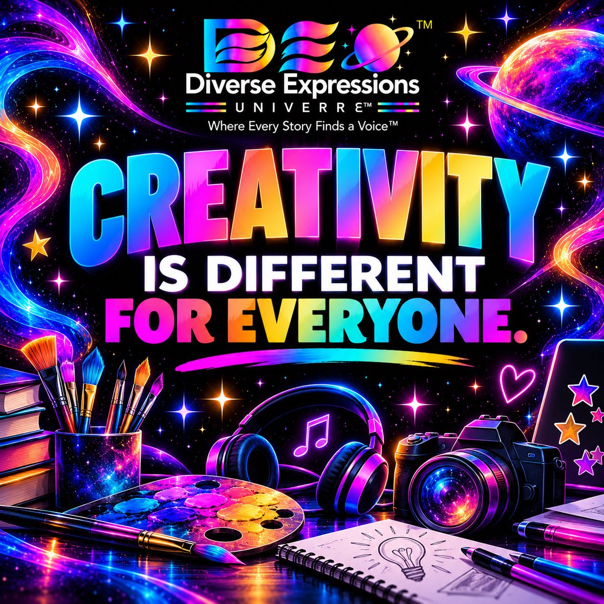 DiverseExpressU's tweet photo. 💜Creativity is different for everyone.
Our ideas can come from our lives, experiences, books, movies, TV, music and the world around us.
There’s room for every kind of creativity. 
Create. Explore. Express yourself. Be you. #creativity #selfexpression #diverseexpressionsuniverse https://t.co/2qtAoQJEC2