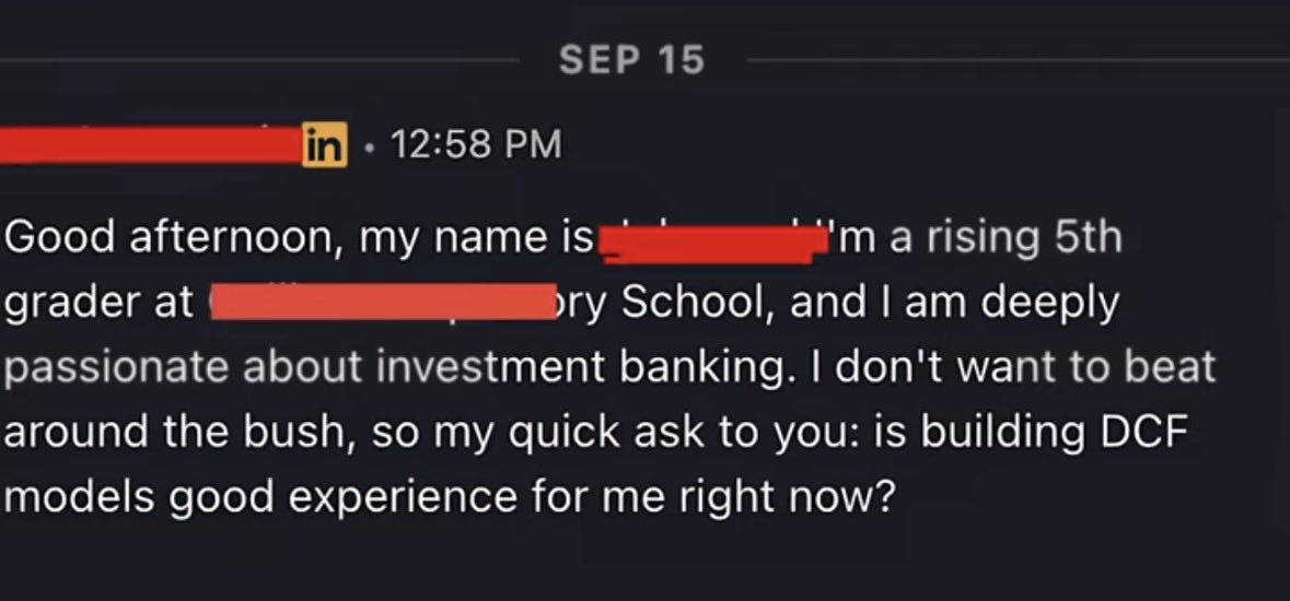 BoringBiz_'s tweet photo. Job market so bad you have fifth graders sending networking chats on LinkedIn https://t.co/snxsxBWGf4