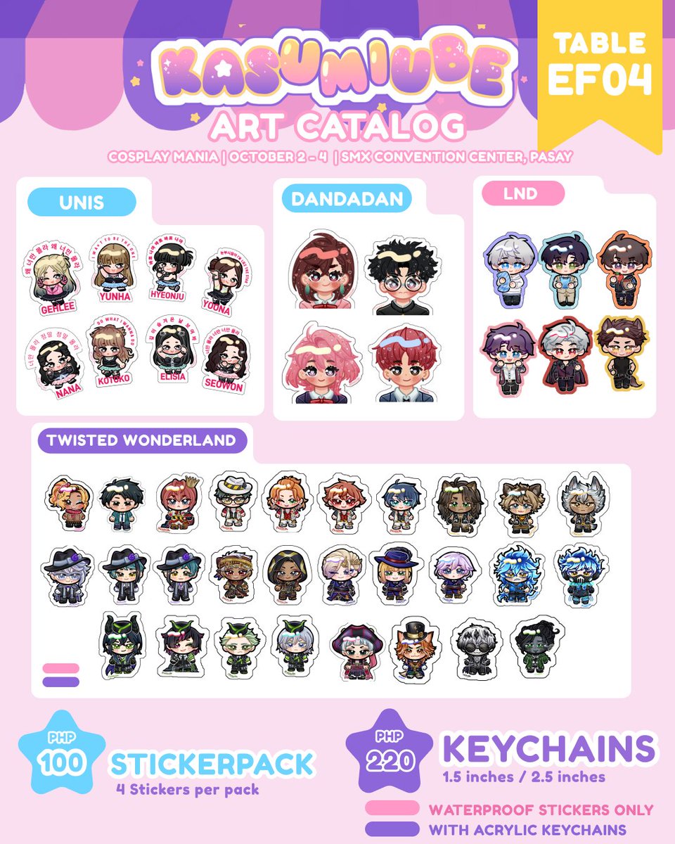 KasUmiUbe's tweet photo. ˗ˏˋ KasUmiUbe's Art Catalogˎˊ˗ 

Will be under the collective  "𝓣𝓱𝓮 𝓜𝓮𝓷𝓪𝓰𝓮𝓻𝓲𝓮"♡

🏷️ twst, wha, dna, wbk, blk, omori, homestuck, orv, etc ..!

💟 Cosmania 2026
📅 October 2-4, 2026
📌 SMX Convention Center, Manila 
#FanfairAtCosplayMania2026
#CosplayMania2026 https://t.co/yjepsVzQye