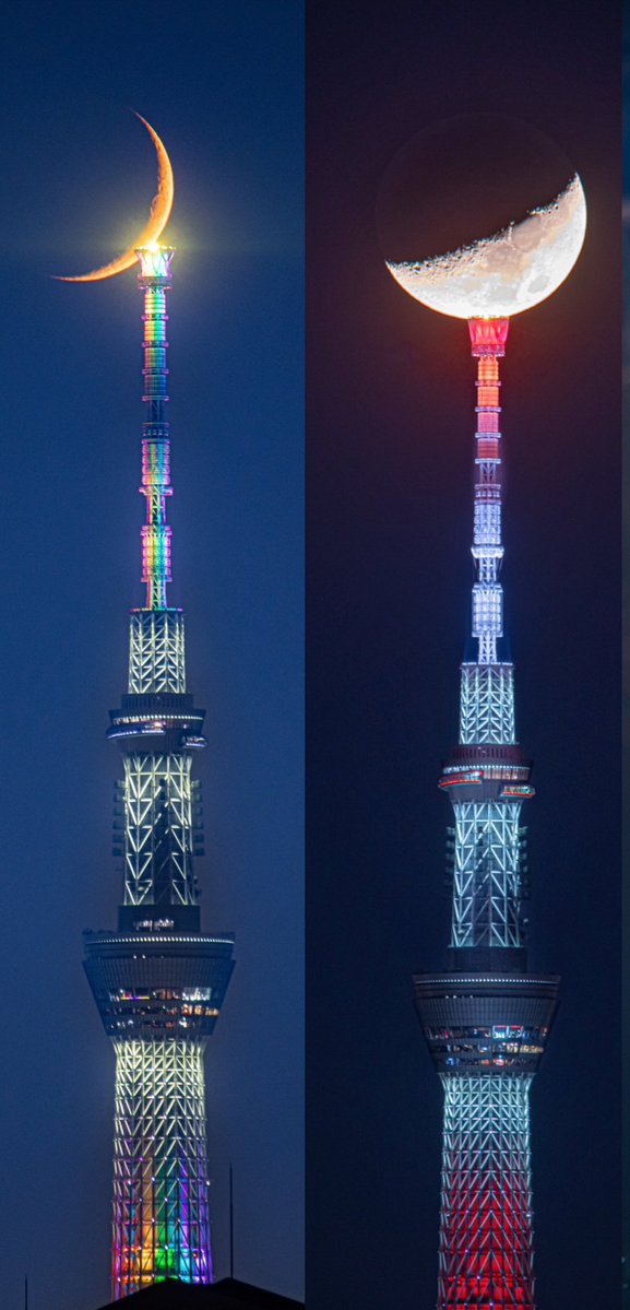 haskap1017's tweet photo. 月とスカイツリーコレクション🌕 https://t.co/niNyJSzitY