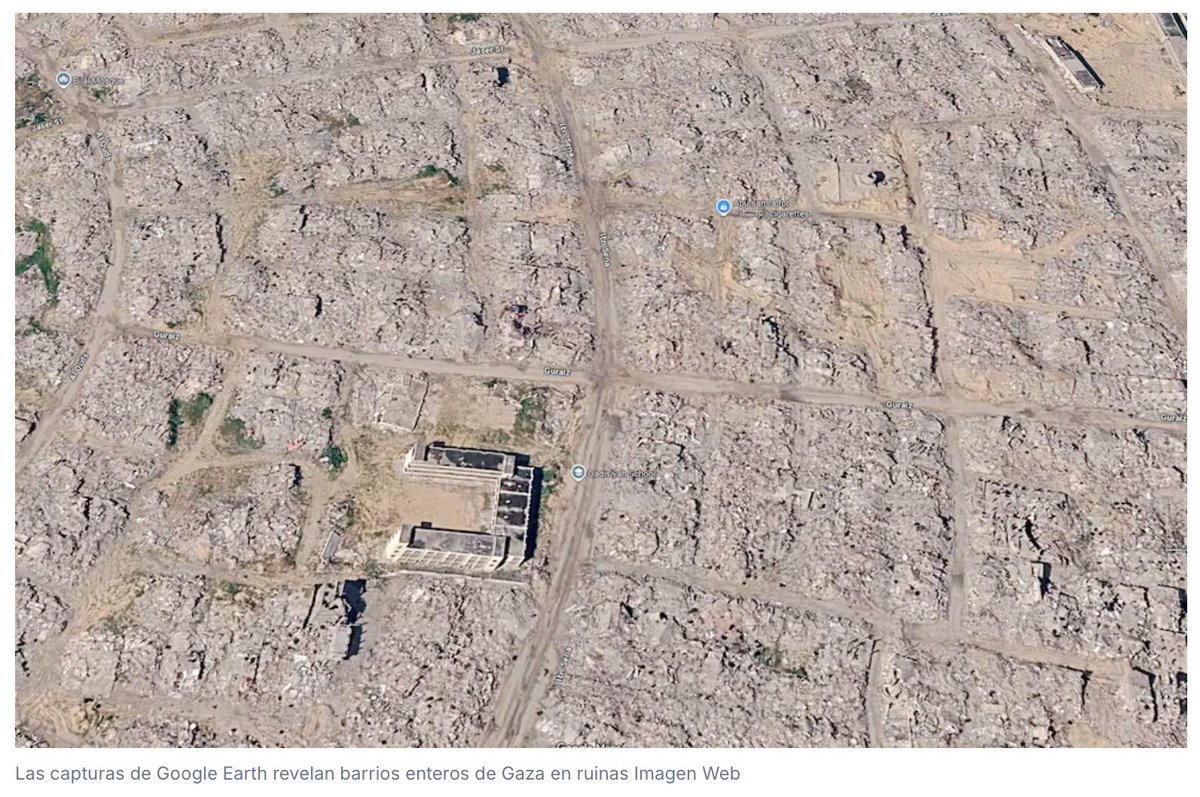 cleporati's tweet photo. Nuevas imágenes de Google Earth muestran la magnitud de la destrucción en Gaza.

Según Naciones Unidas, el 90 por ciento de las viviendas y hospitales del enclave resultaron dañados o destruidos, a pesar de ello, #Israel niega haber cometido crímenes de guerra. La acción militar israelí en #Gaza ha provocado daños y la destrucción de la mayoría de las viviendas, hospitales, escuelas y edificios en todo el territorio de 360 kilómetros cuadrados.

https://t.co/BdkViPM5GW