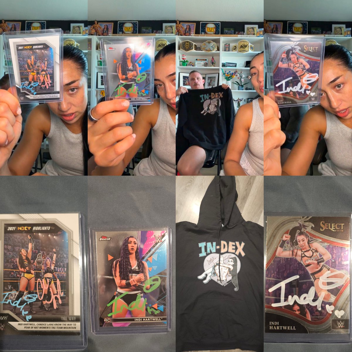 Jason_Gilliam05's tweet photo. Got my stuff from #indexWhatNot @indi_hartwell #SamuelShaw #DexterLumis show today. I got THE WAY @CandiceLeRae & indi dual signed panini card, Indi signed card #6 (Topps finest rookie card)Indi signed card #13 and signed InDex hoodie and they looks awesome amazing and cool. https://t.co/9xE7glb18j