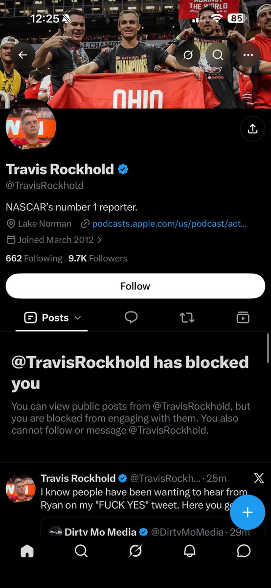 jeffafffa's tweet photo. @jzilisch1 What’s it mean when you can get a member of @DirtyMoMedia to block you? https://t.co/UfUdVwa9B0