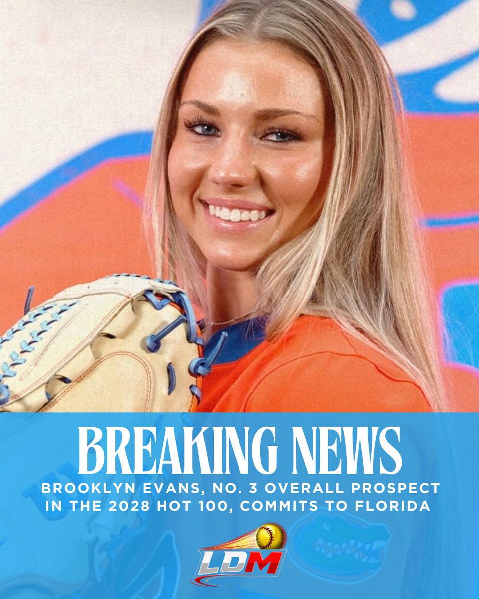 LineDsoftball's tweet photo. Breaking News 📰 | Catcher Brooklyn Evans, No. 3 Overall Prospect in the Line Drive Media 2028 HOT 100, Commits to the Florida Gators!🐊🥎 Link below to read more⬇️

🔗: https://t.co/SgBldHxjRx

#floridasoftball #brooklynevans @HHSHoyaSports @_TimWalton @Coach_AT @svanbrak https://t.co/tG5YvrfjHp