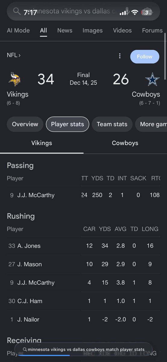 WillWal38025643's tweet photo. @vonvezyy @SkolBro21 @SH0WMETH3MON3Y @SleeperGiants Just a couple examples of him accounting for 3 total touchdowns in prime time games that resulted in a win https://t.co/n7WKJmrHMb