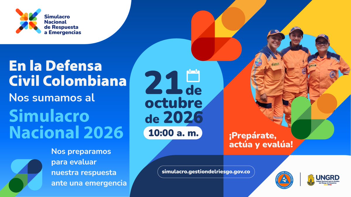 DefensaCivilHui's tweet photo. Desde la @DefensacivilCo, nos preparamos para responder mejor antes las emergencias.

Este 21 de octubre pondremos a prueba nuestras capacidades, fortaleceremos la coordinación y evaluaremos como respondemos frente a los escenarios de riesgo.
#SimulacroNacional https://t.co/43tDYcx0T4