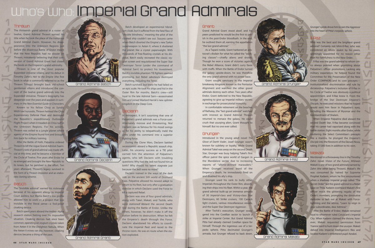 LBA_E_ROSS's tweet photo. Who's Who: Imperial Grand Admirals
Source: Star Wars Insider 66 https://t.co/hfFa1funsX