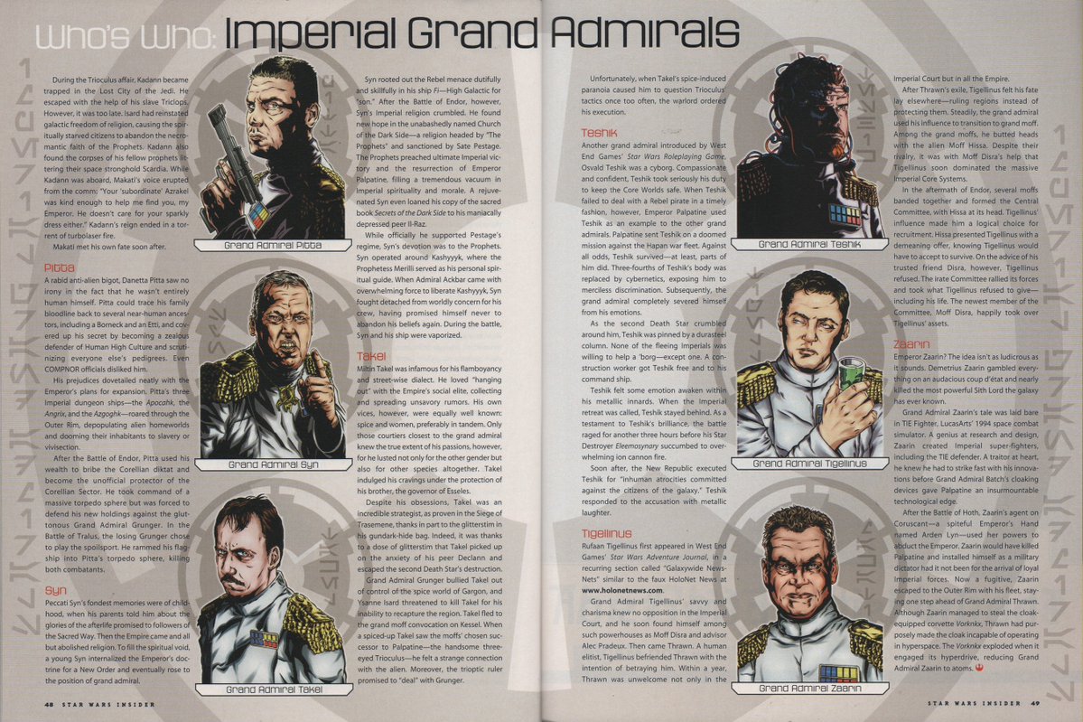 LBA_E_ROSS's tweet photo. Who's Who: Imperial Grand Admirals
Source: Star Wars Insider 66 https://t.co/hfFa1funsX