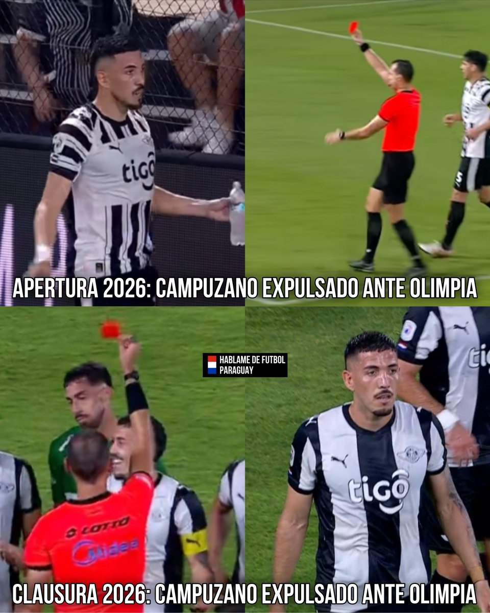 _alexissports's tweet photo. Así como en el Torneo Apertura, Álvaro Campuzano volvió a ser expulsado ante Olimpia y en La Huerta.
El capitán del Guma vio la roja por un codazo en el rostro de Richard Ortiz.
#HDFPy #ClausuraAPF2026 🇵🇾 https://t.co/v17R3H0wM1