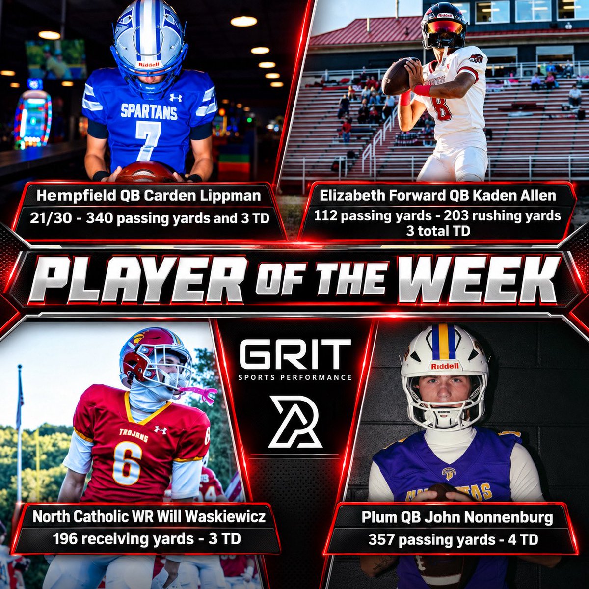 PA_TodaySports's tweet photo. GRIT Sports Performance Player of the Week Voting is now LIVE on my Instagram story! Polls are open for the next 24 hours! 
Recover at @GRIT_SP today! 

#WPIAL https://t.co/VxMrcMIOFk