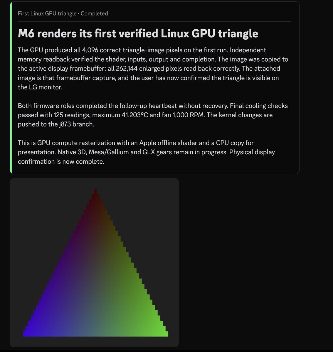 Acelogic_'s tweet photo. M6 GPU is alive for Linux https://t.co/s3vvtz3Li7
