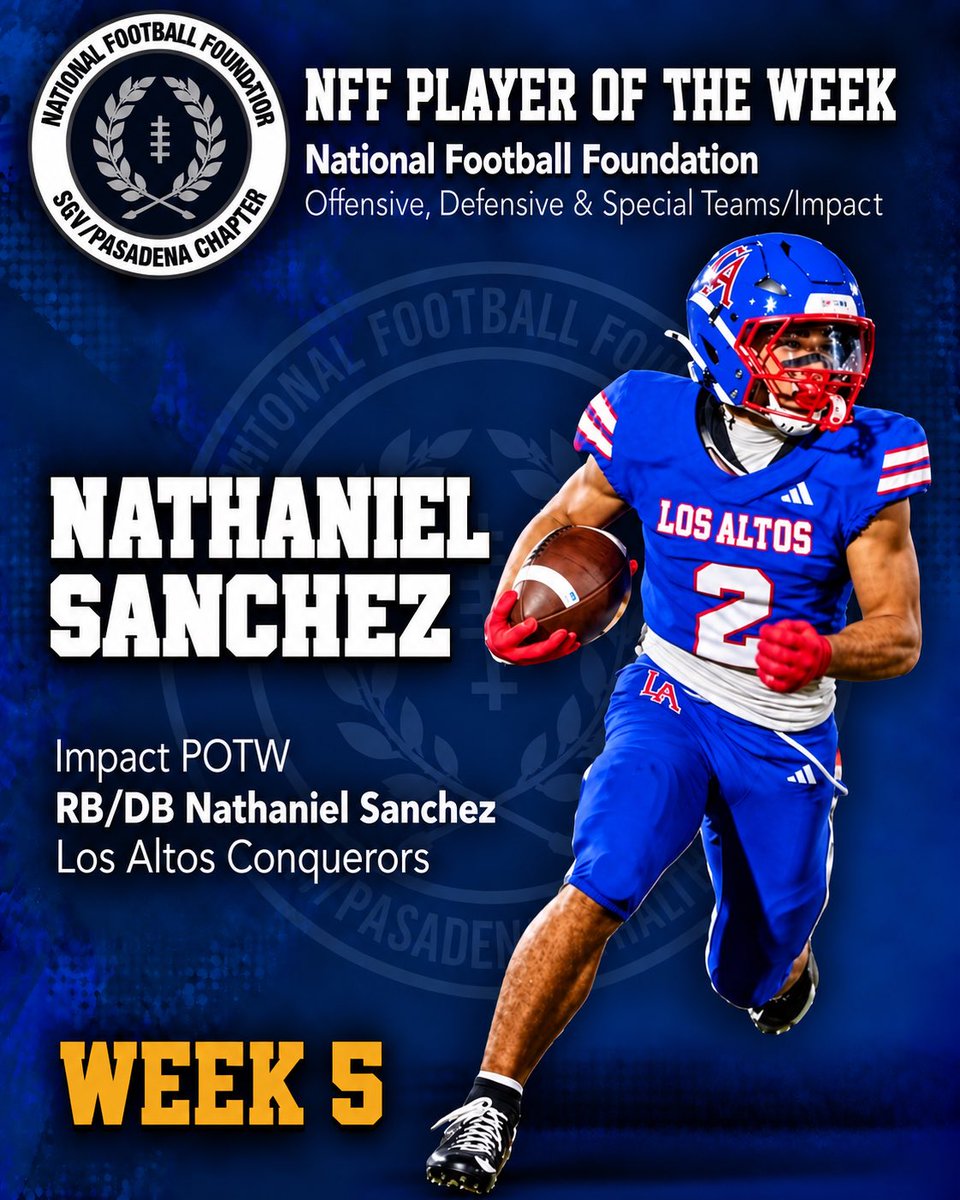 NFFSGV_Pasadena's tweet photo. Week 5 NFF SGV/Pasadena 
Players of the Week @LosAltosHS @NVfootball58 @coachmark_48 @SGVNSports @tspeterson40 @NFFNetwork @GabrielNDuarte_ @Jsan42 https://t.co/6i3w6h9tn8