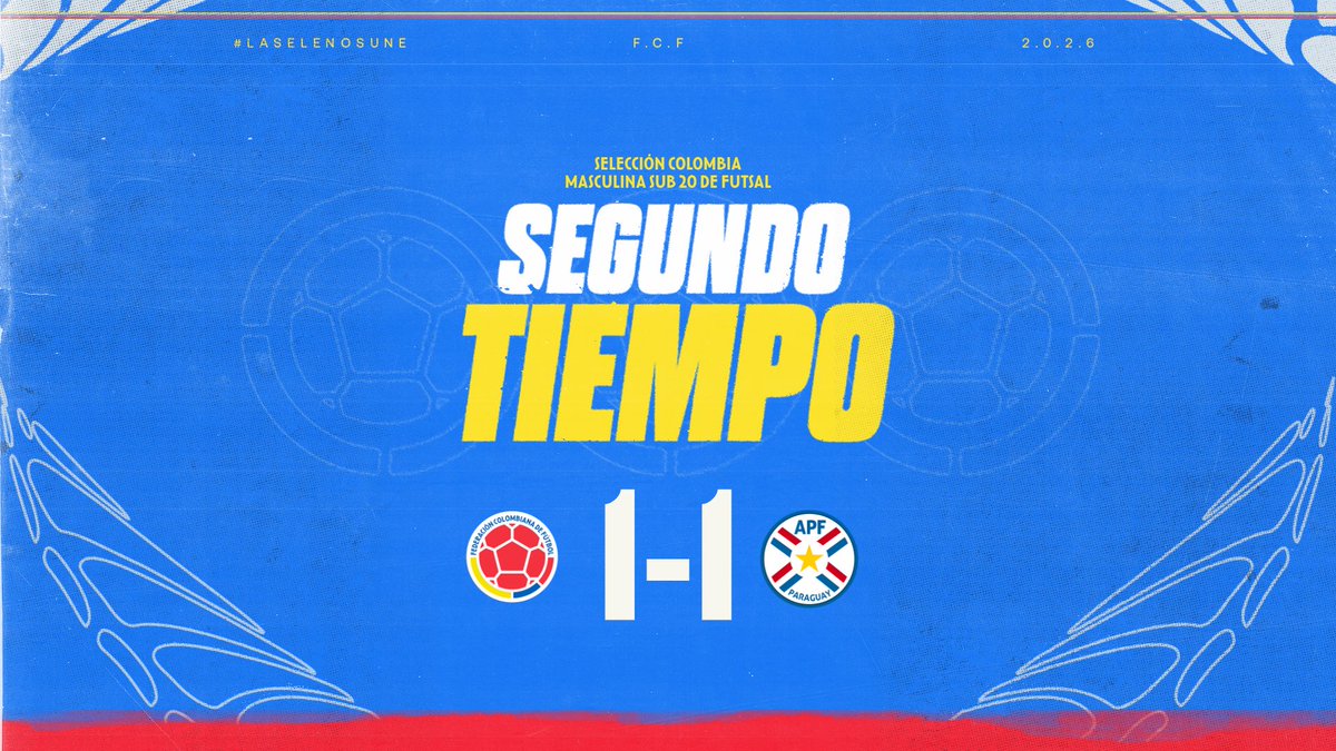 FCFSeleccionCol's tweet photo. Inicia el segundo tiempo del partido de nuestra Selección Colombia Masculina Sub 20 de Futsal 🆚 🇵🇾

🇨🇴 1-1 🇵🇾

#LaSeleNosUne 🇨🇴 https://t.co/FNAnoRRbBV