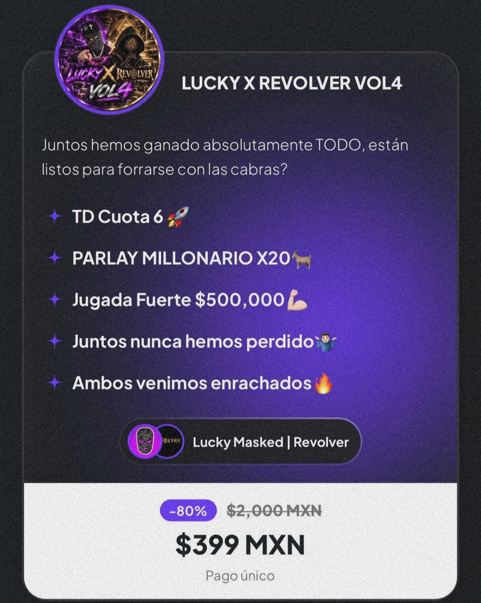 PicksPra's tweet photo. Les regalo 🎁 las apuestas TD 🏈 de Lucky Masked x Revolver 🔫

1 like ♥️ y les subo su jugada de $500,000 🤯💣💰 https://t.co/91jkvAijUN