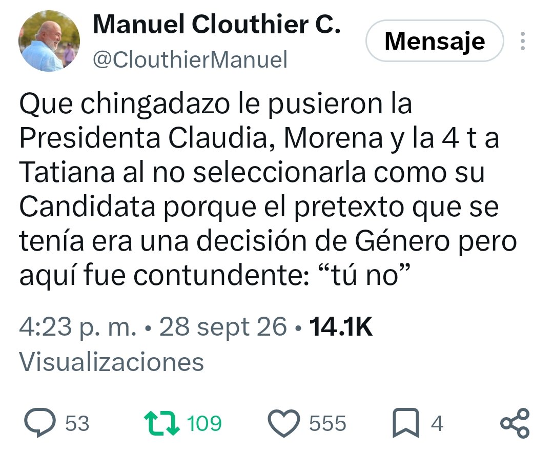 RicardoAlemanMx's tweet photo. Si así de claro te lo explica un hermano, debías de pensar que el problema eres tú!
Qué debe pasar para que @tatclouthier entienda?
Al tiempo!!! https://t.co/MCStaqzfMO