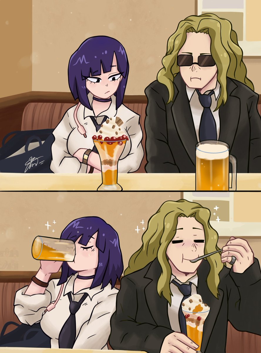 YumisFrog's tweet photo. Father and daughter 🍨🍺

#KyokaJiro #MHA https://t.co/mRFzrQUJHX