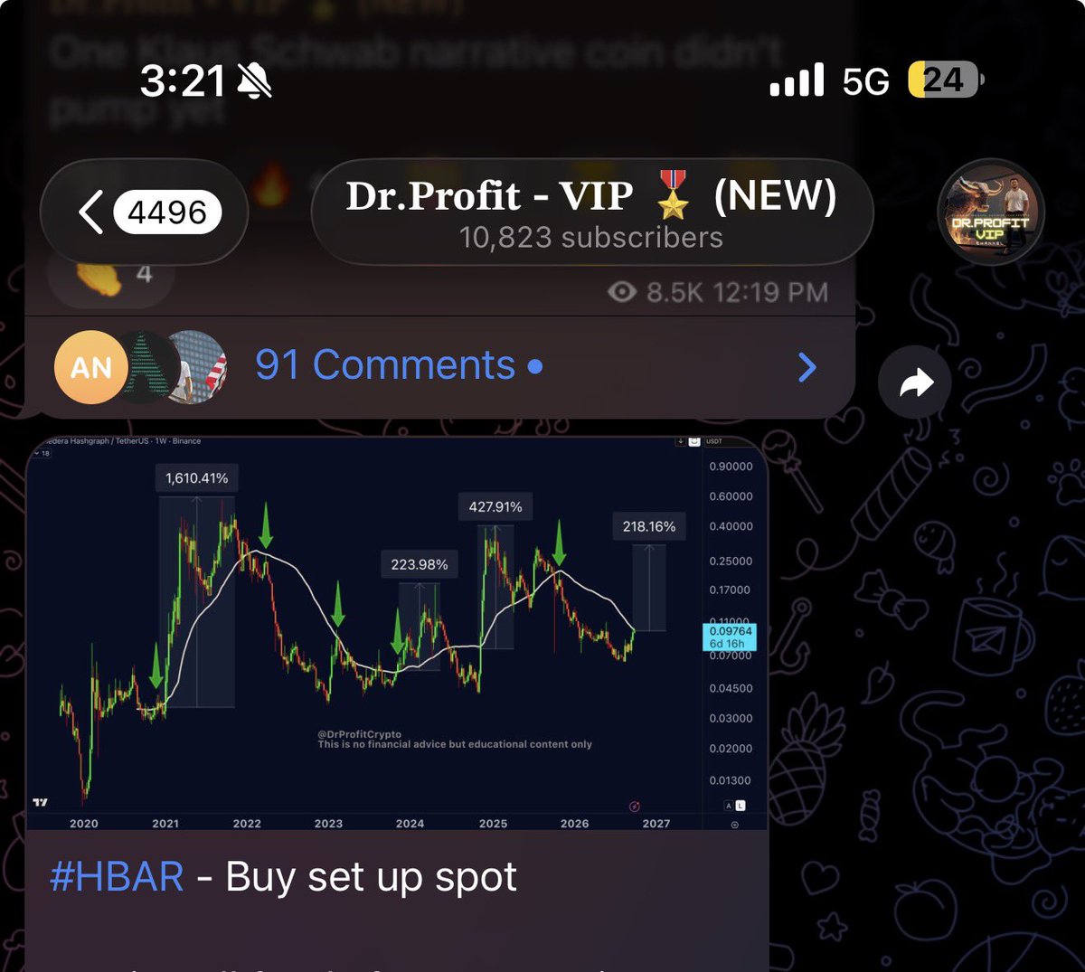 TalhaSipraa's tweet photo. @DrProfitCrypto 
You know you cannot compare doc with others.
Till now in 1 year I have seen 1 trade which goes against us that was SP500 other then that as doc says premium is on top of food chain. And he really mean it. 
We bought Hbar today when market was in panic 
See: https://t.co/mQ7VWTKkOB