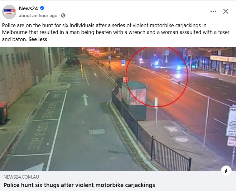 TopherField's tweet photo. Do you remember when motorcycle mobs weren't a thing in Australia?

In all my years riding motorbikes (including some nice ones!) never once did I fear being 'jacket' for it. It just wasn't a 'thing'.

Remember when violent mobs ripping people off their motorbikes, stealing the bikes, and beating the riders into hospitalisation, was something you watched on Youtube late at night, along with dashcam footage from wild road encounters?

These were '3rd world country' problems.

Brazil. Indonesia. South Africa, Russia... these were countries that had problems like this.

Not 'us'.

Say hello to 'us' in 2026.

The Victorian Labor Party have a LOT to answer for.