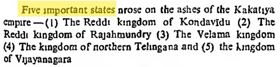 Parabrahman47's tweet photo. Fact Check:

Gozalavidu (Podili) stone inscription by Idumakanti Gangi Reddi (local officer to Bukka), (issued c. 1314 CE) clearly states Bukkaraya Odeya ruling Nellore as chieftain.

This clearly establishes, Bukka as a subordinate of Imperial Kakatiyas under Emperor Prataparudra Deva (c. 1289–1323 CE). 

Kanchi to Bellary to Raichur was then under Kakatiyas. Hoysalas had marital relations with Kakatiyas. 

Harihara and Bukka worked as treasurers to Kakatiyas (Nunez too confirmed it). 

Post Kakatiya fall, Kampli too fell immediately and Harihara and Bukka were captured as prisoners of war by Tuglaq armies and were converted to Islam. 

The 75 Nayaks of Andhra Desa united under the great Prolaya Nayaka to avenge Prataparudra.

Musunuri Nayaks re-established Warangal back as capital, defeating Delhi sultanate. 

Converted Harihara and Bukka, were sent by Delhi back as Governors (just as they sent converted  Gannama Nayak (aka Malik Maqbul Telingani) were reconverted back to Hinduism by Sage Vidyaranya Svami of Warangal (who later became Shankaracharya of Sringeri) under Musunuri Nayaks. 

Backed by 75 Nayaks, Harihara and Bukka were selected to lead the new Vijayanagara Empire. 

The same Nayaka System of Kakatiyas was carry forwarded as Amara Nayaka system in Vijayanagara. 

And I can’t believe your profile says you have an MA, PhD in History! 

Until now, I thought only Dravidoids and Olata historians could produce such takes. You have certainly changed my opinion on Universities in Karnataka. 😄

Do not comment without proper research on my TL. 

#Vijayanagara #TFI #OG #Telugu #Andhra #Telangana #History #India #Karnataka #Kakatiyas #Culture
