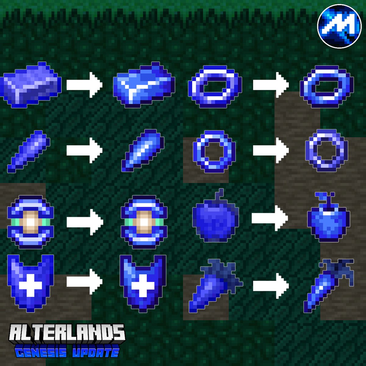 MarianoArgello3's tweet photo. Algunos resprites de elementos antiguos de Alterlands. Lentamente modernizando todo el set de objetos, una meta lejana pero no imposible
#Alterlands #MinecraftModding #MinecraftAlterlands https://t.co/4lUJqz1Etk