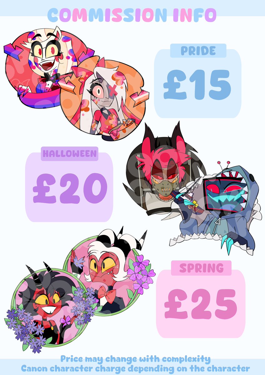SpookyObak's tweet photo. New c0mm pages as of Sept 2026!!
I now do S1/S2 and Helluva frames and my pin designs are now available as an option for your OCs!! :DD 

#commission #commissionsopen #hazbinhotel #hazbinhoteloc #hazbinhotelfanart #helluvaboss #helluvabossoc #helluvabossfanart #originalcharacters https://t.co/rpRd7VOAu3