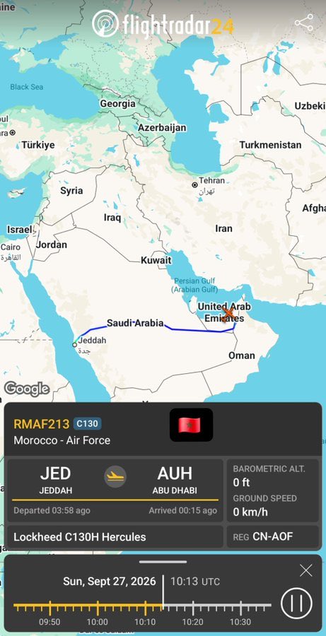 abu_____m's tweet photo. @Adelalhasanii دليل موثق لتزامن زيارة نتنياهو إلى أبوظبي (الأحد، 12:13 UTC) مع وصول طائرات رسمية وخاصة من المغرب 
✈️ 🇸🇦 طائرة خاصة إماراتية (A6-FAM) أخذت شخصاً ما من الرياض في تمام الساعة 10:00،وهبطت في أبوظبي في تمام الساعة 12:10

فهل اجتماعهم في نطاق ساعتين هي مصادفة زمنية أم اجتماع غير معلن؟ https://t.co/v3ZQabbIAV