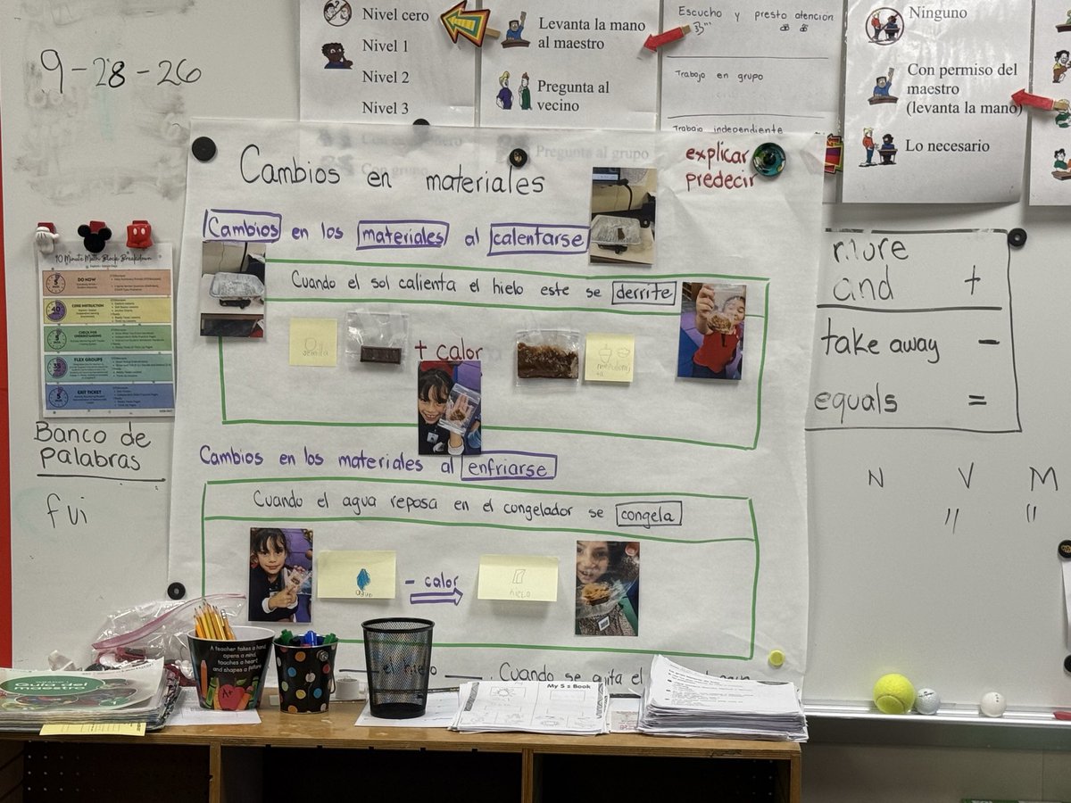 rstevens_rees's tweet photo. What a wonderful @AliefScience 1st grade interactive word wall! @ReesStars used their hands to heat chocolate and watched/felt it melt! @MireyaFromTX @KathyCherryAP @hurtadom2 Way to go! Your students were so excited telling me all about their hands on investigation! https://t.co/zJiEef86LX