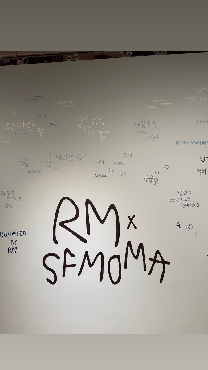 waveform912's tweet photo. RMxSFMOMA

푸른 물 / 파아란 물 / 블루 워터
사람들 
집
열정
친구의 장면 / 친구의 풍경
엄버 Umber
말로 설명은 안 되는데 좋아
CURATED BY RM https://t.co/2HszRC4gjK