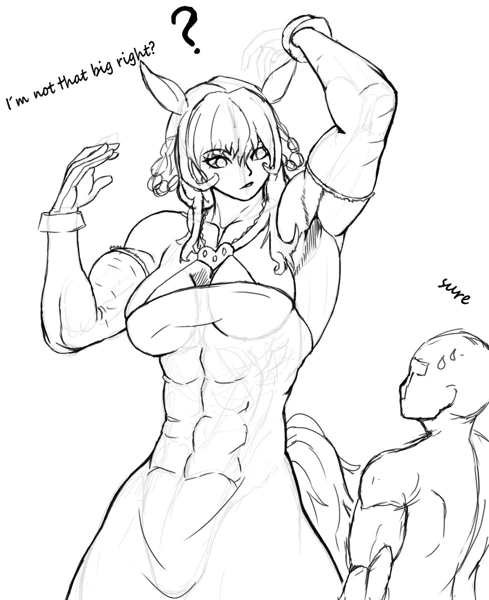 _L44I_'s tweet photo. Wip small sketch umamusume are big and have some muscle #gentildonna #umamusumefanart #umamusume https://t.co/yZAwFmsOjJ