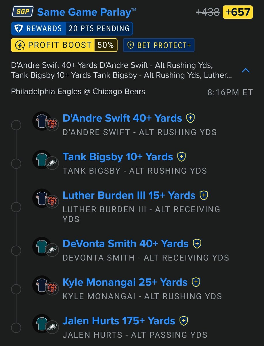 PGLProps's tweet photo. MNF 6-Leg Play | +657 w/ Boost

Project Green Light

Build Smarter Tickets.

#NFL #NFLProps #FanDuel https://t.co/2FqY28Fxkq
