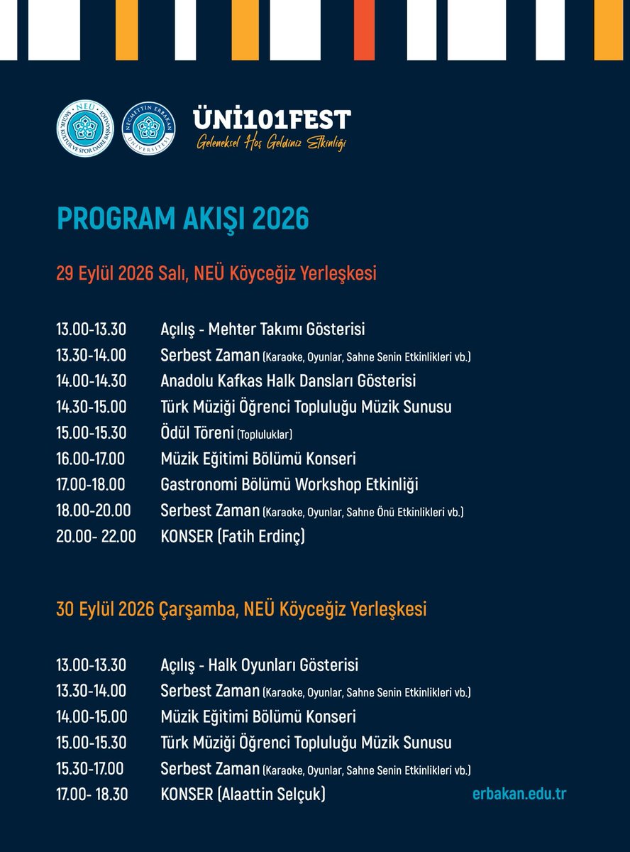NEUniversitesi's tweet photo. #UNI101FEST 🎉
Eğlence, müzik ve sürpriz etkinliklerle dolu unutulmaz bir festivale hazır mısın?
Program akışı ve detaylar 👇
#NEÜ❤️ https://t.co/26DxrmEe9t