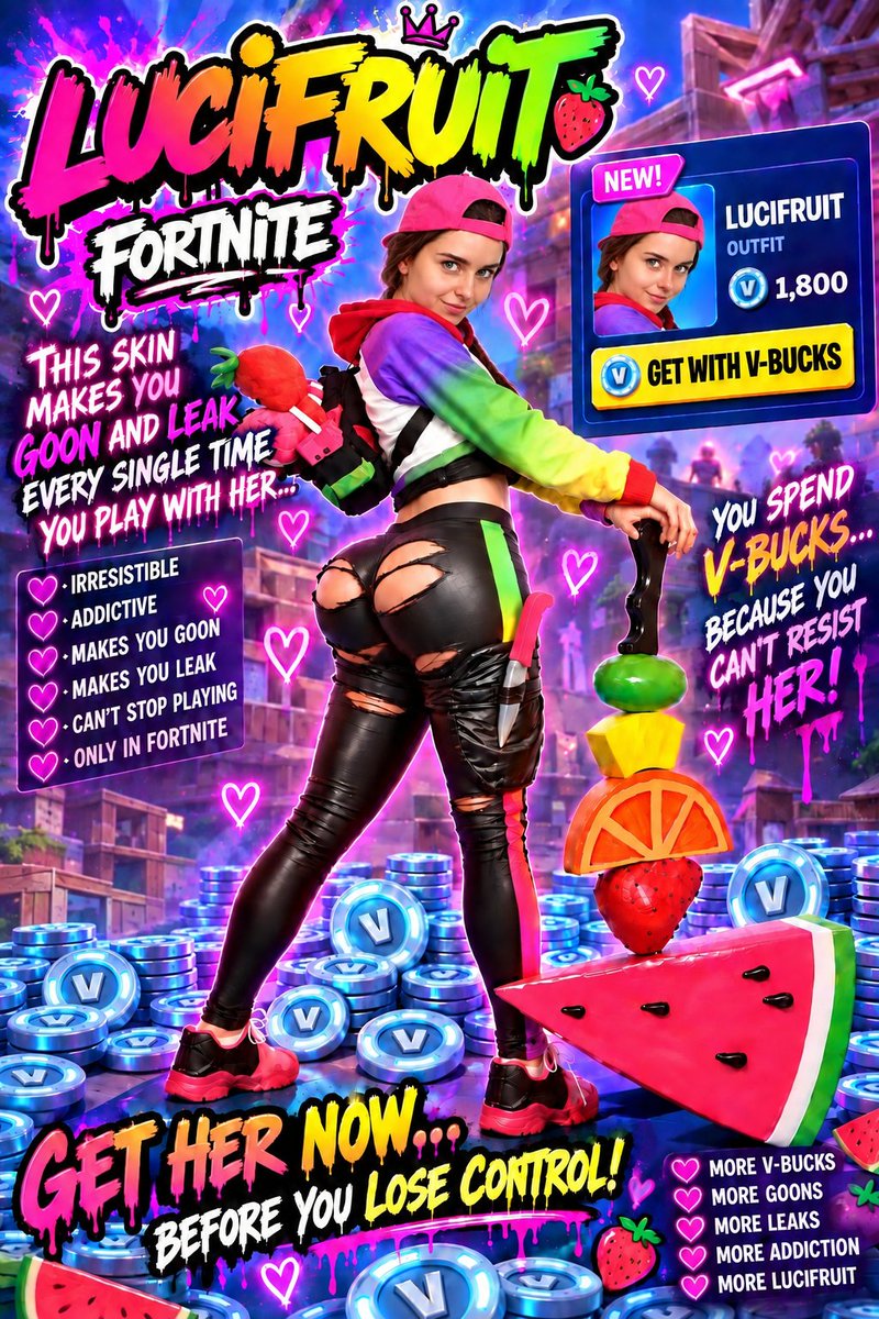 Kjehdi66's tweet photo. “The Lucifruit Skin Has Taken Over Fortnite 🍓💗🎮” https://t.co/NW5WsPDDXk