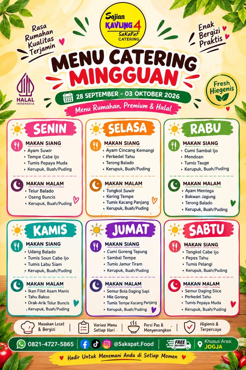 AndyHusky666's tweet photo. Halo Gaez 😇🙏 buat kawan2 yang domisili di Jogja, sekarang Mamaku ready masak untuk catering. Berikut untuk price list paket beserta menu mingguannya [FREE ONGKIR]

*Foto keempat contohnya aja yha 😬👍 bagi yg berminat mari silahkan diorder https://t.co/pFXw2on2SO