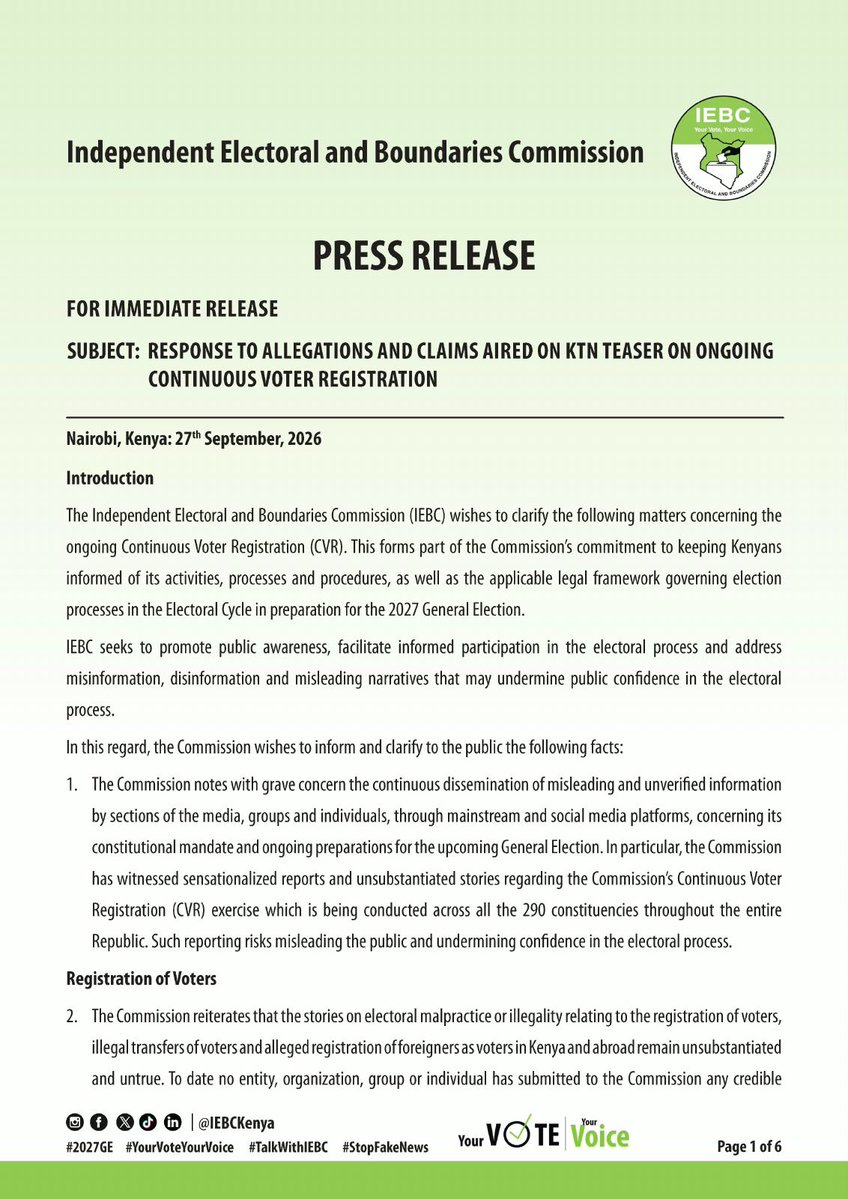 Kotsocha_ke's tweet photo. According to article 88 of the constitution,a kenyan living in Uganda ,Tanzania ,Burundi or any country have a right to register as voters if they possess a valid National ID. https://t.co/8ZM0oqg7C9